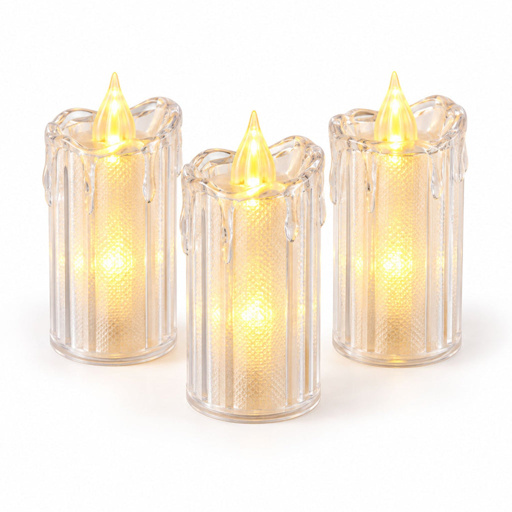Decorative Flameless Led Candles With Warm Glow For Home And Events (3 Pc Set)