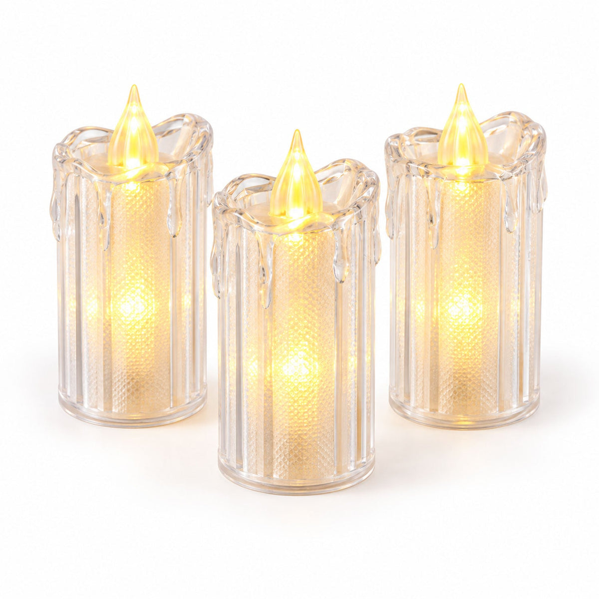 Decorative Flameless Led Candles With Warm Glow For Home And Events (3 Pc Set)